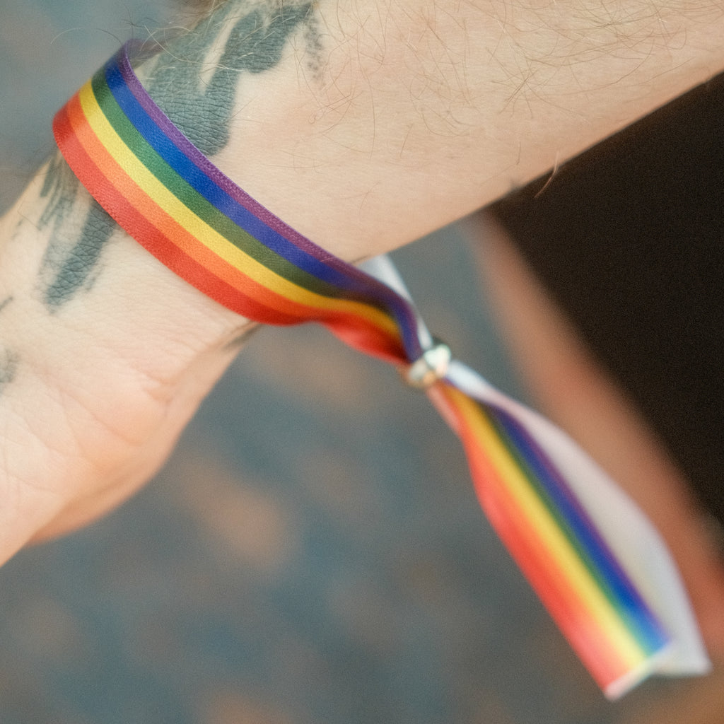 Regenbogen Pride Festival Armband – Stoffband mit verstellbarem Verschluss