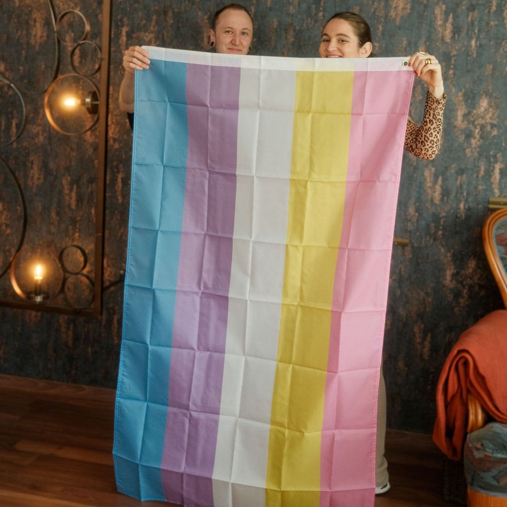 Bigender Pride Flagge – 90×150 cm Stofffahne mit Ösen für CSD & Festival