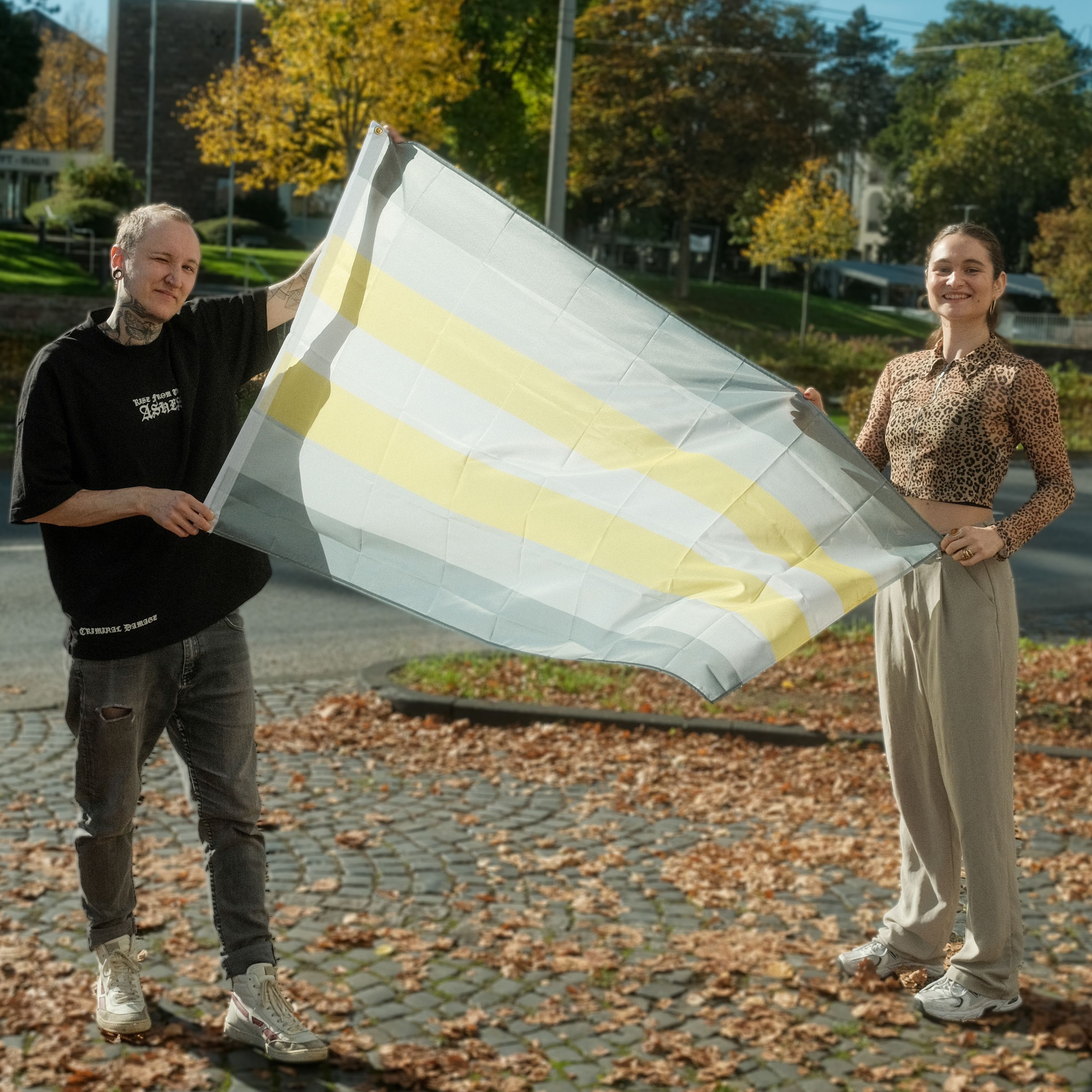 Demigender Pride Flagge – 90×150 cm Stofffahne mit Ösen für CSD & Festival