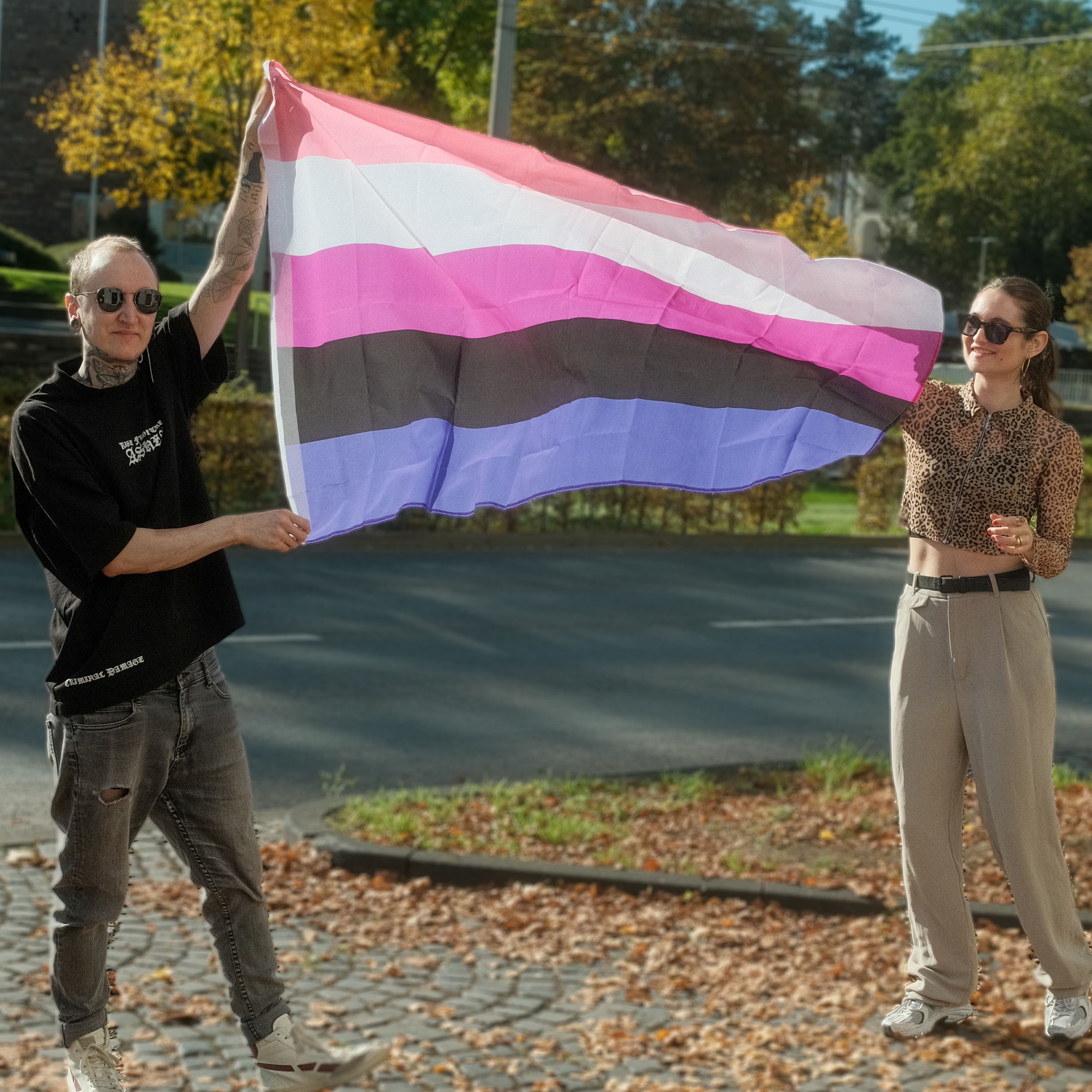 Genderfluid Pride Flagge – 90×150 cm Stofffahne mit Ösen für CSD & Festival
