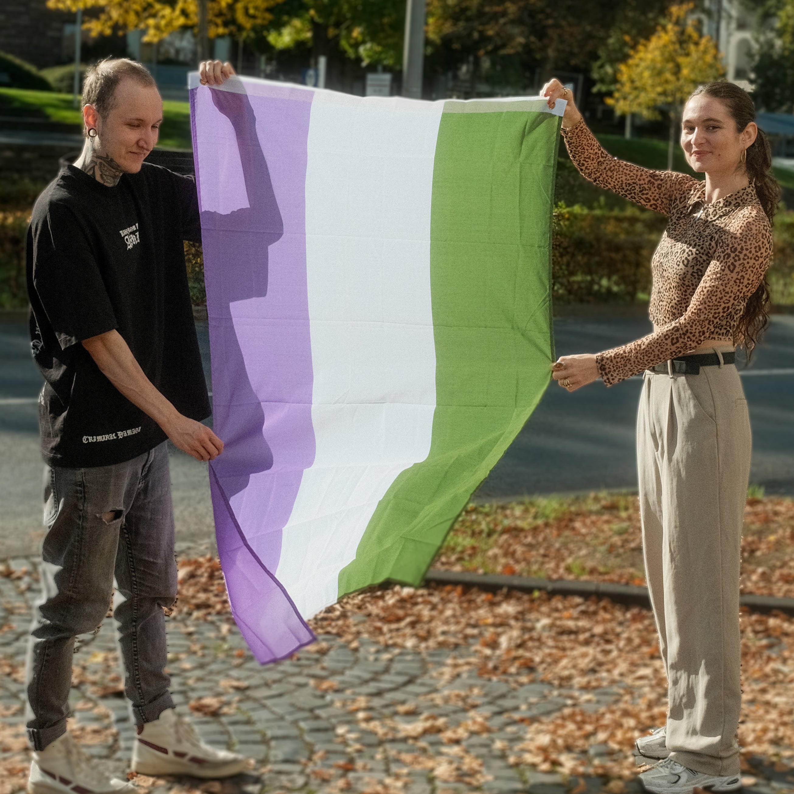 Genderqueer Pride Flagge – 90×150 cm Stofffahne mit Ösen für CSD & Festival