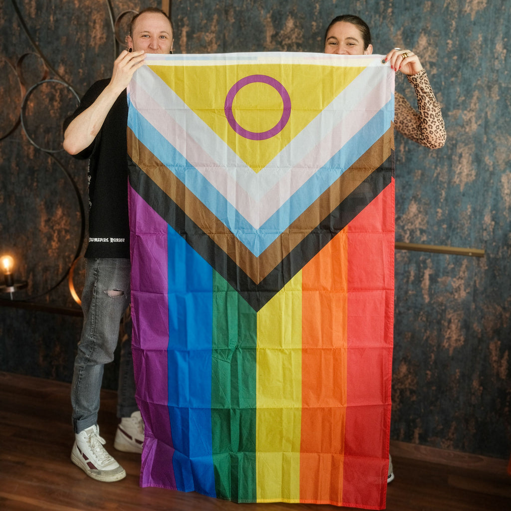 Intersex-Inclusive Pride Flagge – 90×150 cm Stofffahne mit Ösen für CSD & Festival
