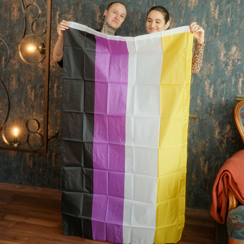 Nonbinary Pride Flagge – 90×150 cm Stofffahne mit Ösen für CSD & Festival